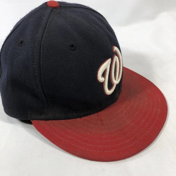 VTG Washington Nationals New Era On Field Fitted Hat Cap 7 3/8 USA Made Discolor - Picture 4 of 16